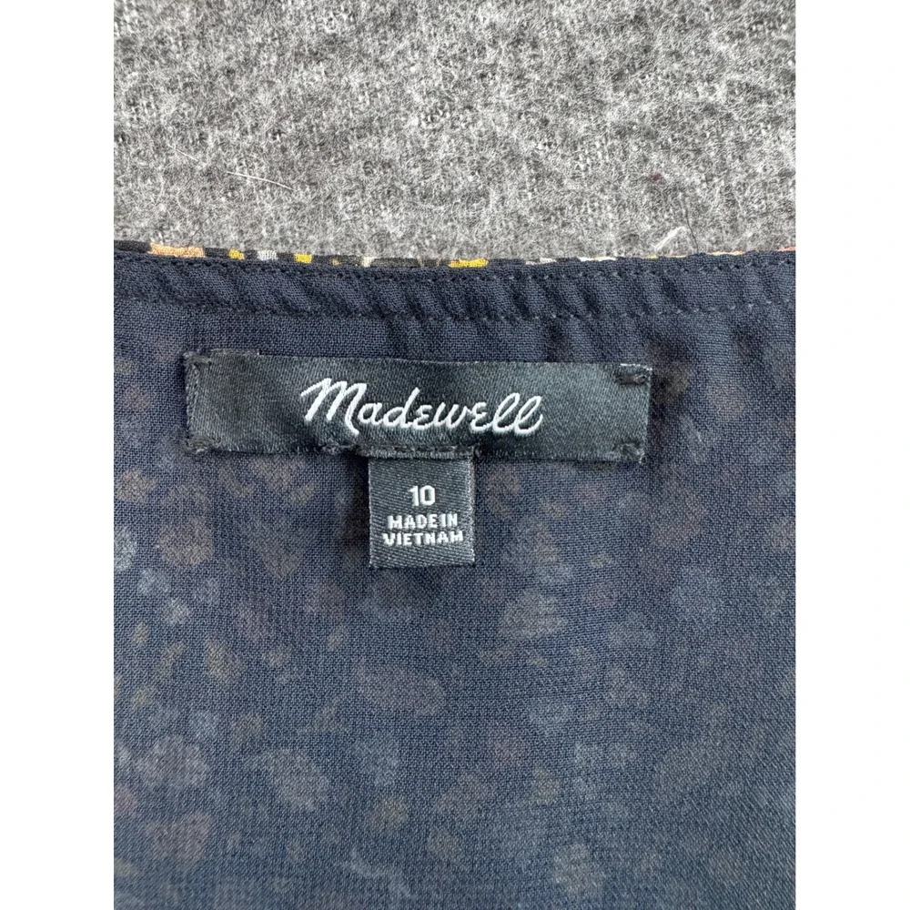 Madewell Ditsy Floral Button Front V-Neck Top Smocked Cuff